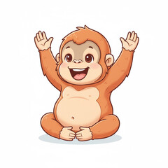 Happy baby orangutan sitting isolated © Joko