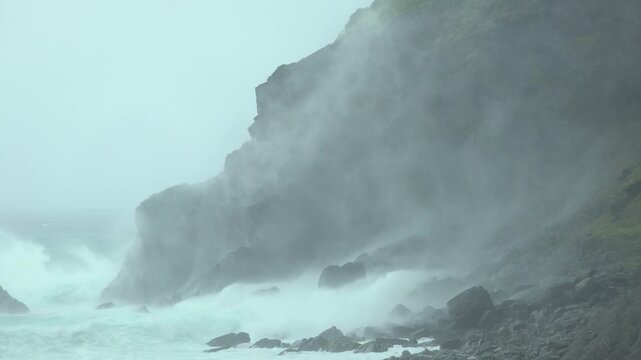 Swirling Sea Spray In Strong Hurricane Winds
