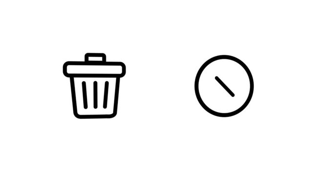Trash can icon on black background. Garbage bin sign, Recycle basket icon. Office trash icon on black background. Delete icon animated.