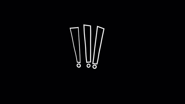 doodle exclamation mark icon animation alpha channel