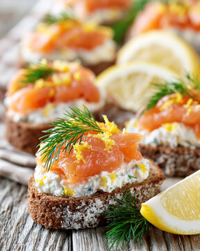 Premium Smoked Salmon Crostini with Herbed Cream Cheese