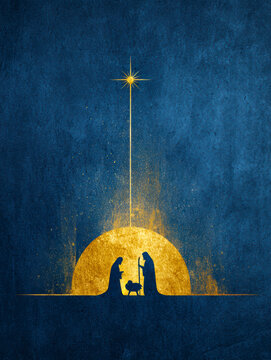 Nativity Scene Under Star Light &ndash; AI Generative &ndash; no real persons