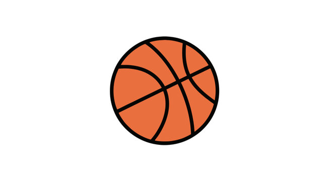 Simple Orange Basketball Graphic with Black Lines on White Background
