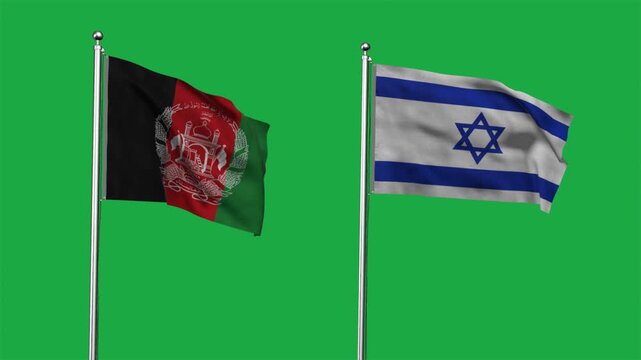 Afghanistan and Israel Waving Flags, 3D Illustration