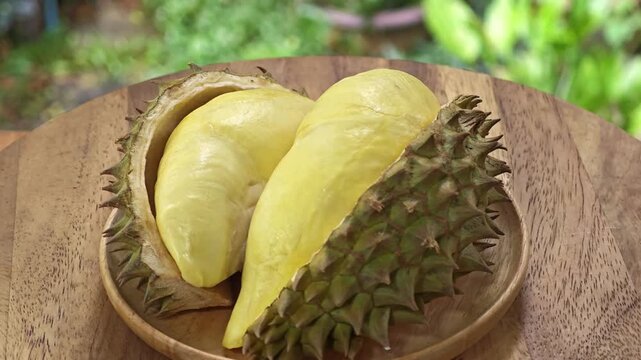 Fresh durian meat, creamy and sweet.