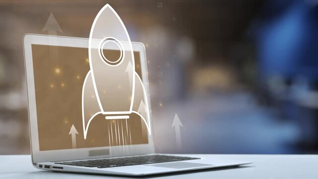 A robot hand interacts with a laptop, symboliz the intersection of technology and innovation. represents growth in a futuristic digital landscape, inspir creativity and progress. Salient