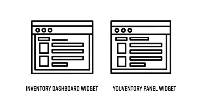 Inventory dashboard widget and inventory panel widget interface icons for software with user interface dashboard design stock dashboard icon set