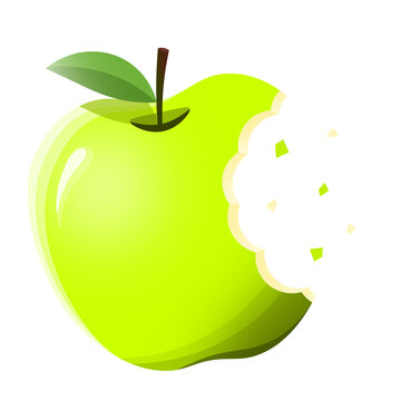 green cute apple bite icon
