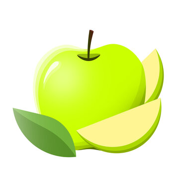 green cute apple slice icon