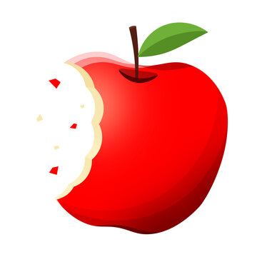 red cute apple bite icon