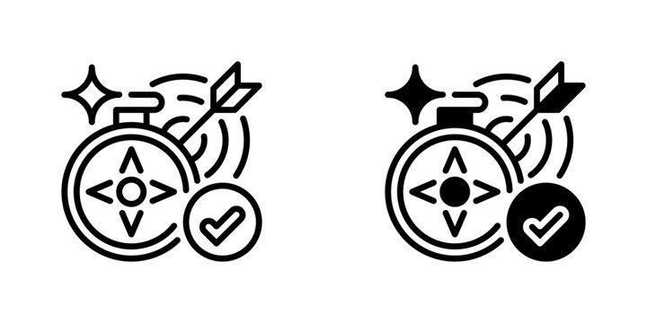 Strategic Direction Line Icon, Outline Symbol for Business Strategy, Organizational Planning, Goal Setting, Leadership Decisions, and Future Development. Vector Sign Icon.