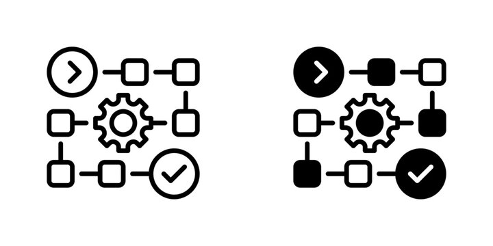 Workflow Line Icon, Outline Symbol for Process Management, Task Automation, Work Organization, Business Operations, and Project Coordination. Vector Sign Icon.
