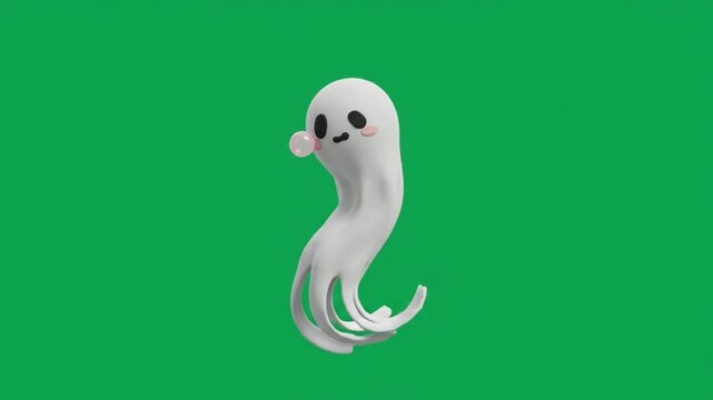 cute animated sticker character called &ldquo;Noodle Ghost&rdquo;, a tiny ghost-like creature with a long wavy noodle-shaped body