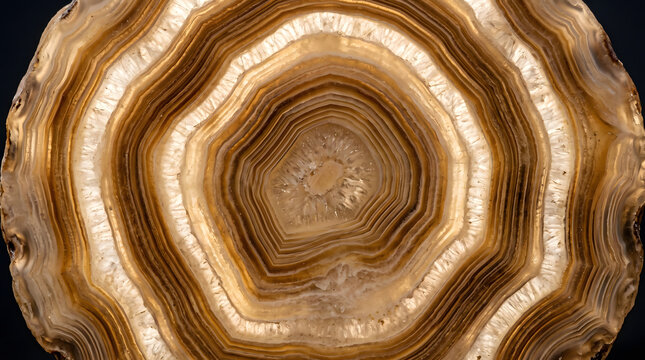 Stalactite cross section growth rings calcite translucent texture