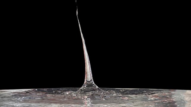 Close up of a Liquid Crown Splash in Slow Motion on a perfect Black Background