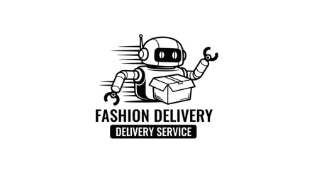 Obraz premium Fashion Delivery Robot Vector Logo Illustration