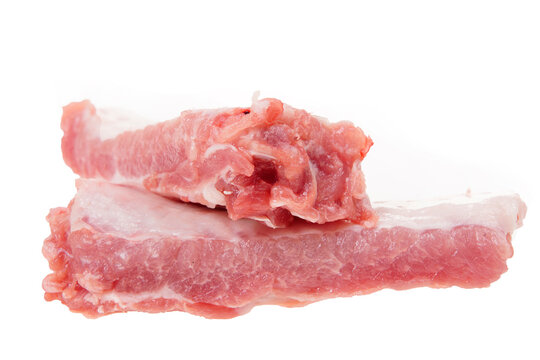 Pork with bones, pork ribs on a white background