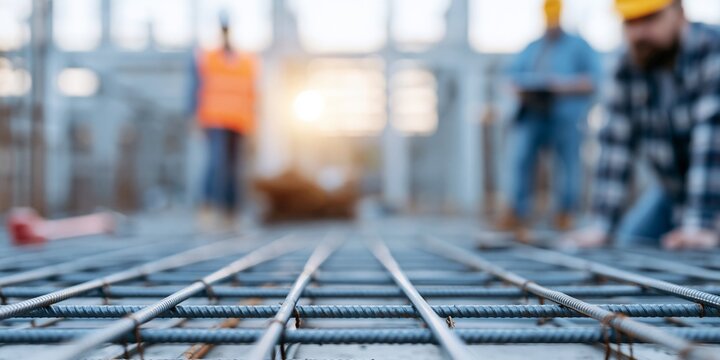 Steel Rebar Installation at Construction Site