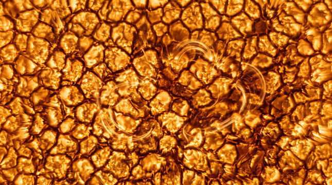 Solar chromosphere plasma granulation orange gold surface texture