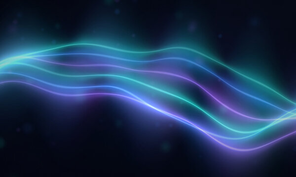 Abstract flowing lines in neon blue and purple colors for modern digital design