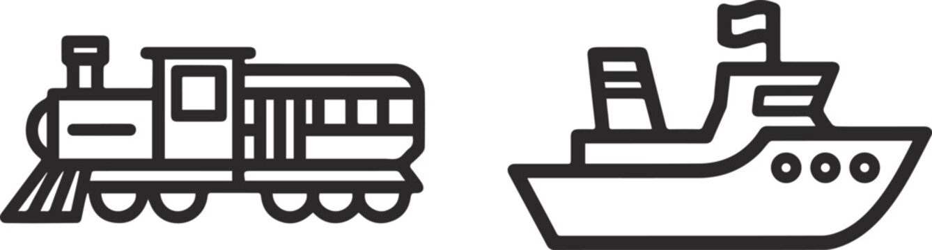 Transport Line Icons Set