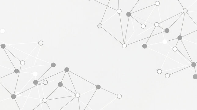 Minimalist digital network background, abstract plexus connection lines and dots, clean white geometric data structure for technology and science