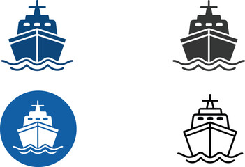Detailed ship vector icon set featuring multiple styles of marine vessels on transparent background © Naseem
