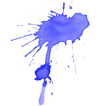 Blue  paint splash with dripping brush  grunge texture 