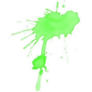 Green paint splash with dripping brush strokes