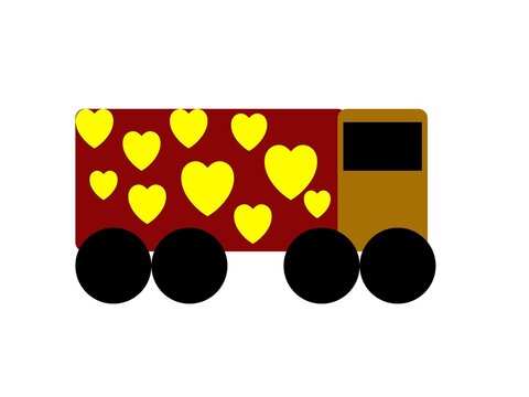 Mobilku bewarna warna dengan motif hati