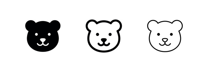 Obraz premium Cute Teddy Bear Head Icon Set. Toy Animal and Childhood Symbol.
