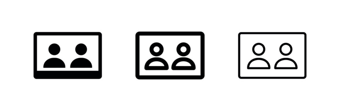 Gallery and profile picture icons set. Group photo or user account symbols.