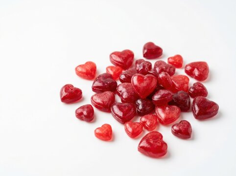 Heap of Vibrant Red Heart-Shaped Candies for Valentine's Day