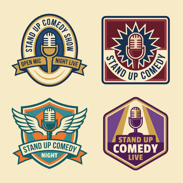 This dynamic collection features logos and designs for stand-up comedy shows, showcasing the excitement and creativity involved in live performances and comedic arts.