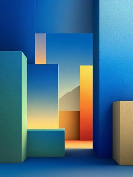 blue geometric vector background with flat 2d design illustrating online comments about kindness and good deeds on short videos, modern internet concept
