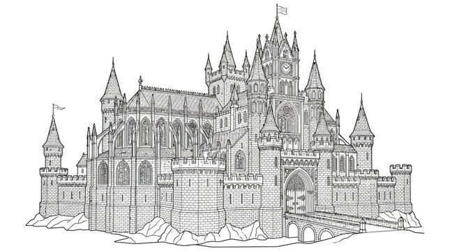 Large Gothic Medieval Castle.