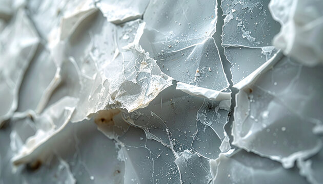 Abstract Texture of Flint Stone: A close-up macro shot reveals the intricate, layered texture and sharp, fractured edges of a flint stone, showcasing its natural.