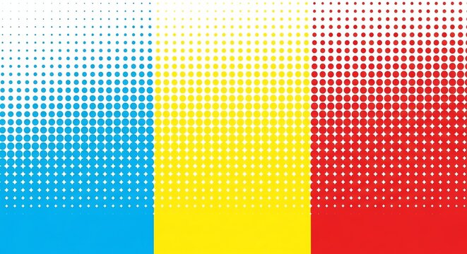 Blue yellow and red halftone dot pattern