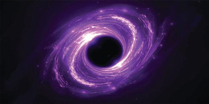 Mysterious Black Hole with Glowing Purple Accretion Ring and Luminous Cosmic Energy, Dark Space Abstract Background