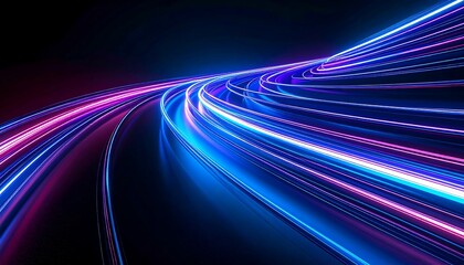 Fototapeta premium Abstract Glowing Light Trails with Curves in a Dark Background