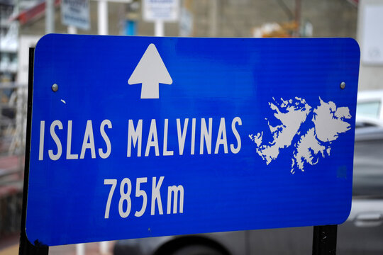 Islas Malvinas Distance Sign 785km in Ushuaia Argentina