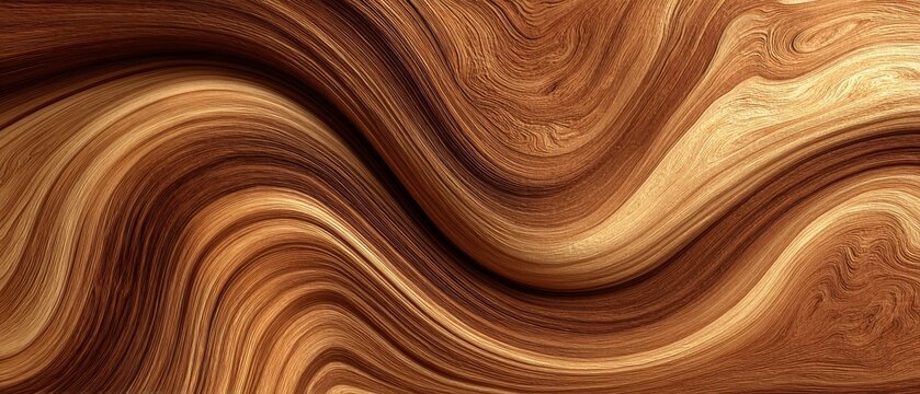 Abstract wavy wood grain texture with flowing brown and tan lines against a natural background.