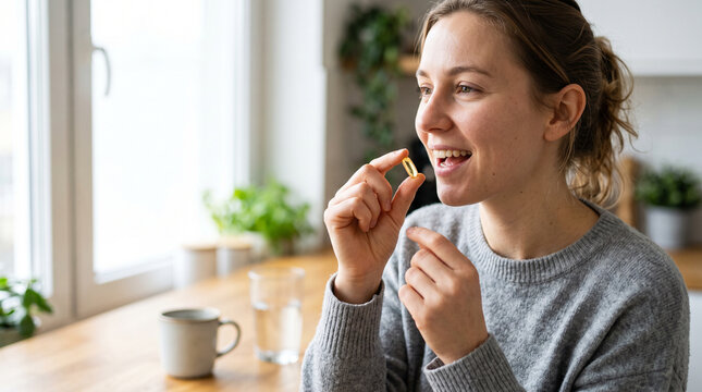 Nourishing the Body, Embracing Wellness A Person Taking Fish Oil Supplements for Optimal Health and Vitality.png