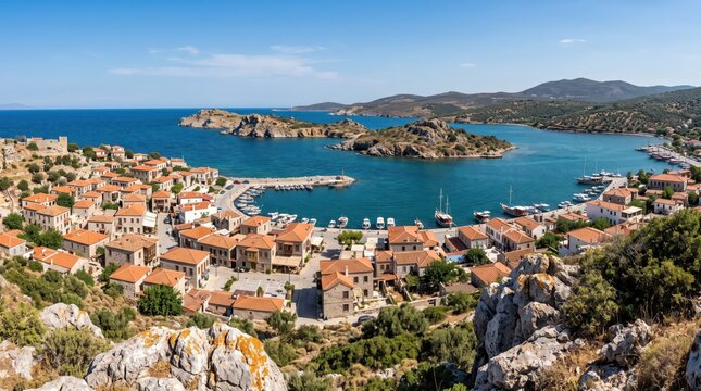 Turkey Foca Historic Coastal Panorama