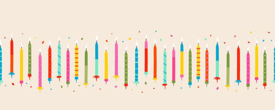 Fun hand drawn party seamless background with birthday candles, great for birthday parties, textiles, banners, wallpapers, wrapping - vector design