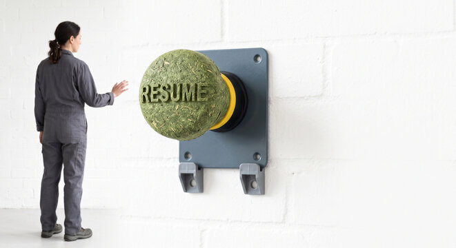 Resume Button Concept for Career Restart and Job Search Motivation