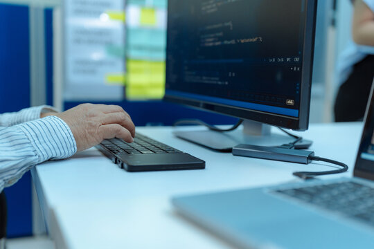 Office brainstorm, Asian people teamwork and development for web layout a software and coding technology.