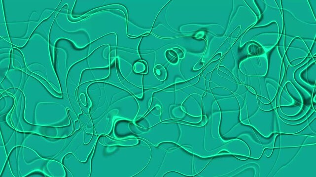 Organic fluid lines animation swirls in vivid teal and green waves. Dynamic abstract liquid marble curves blend across the fluid lines. Radiant ambient art motion animates these organic fluid lines.