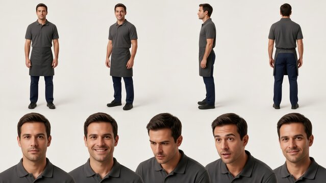 Retail Employee Character Reference Sheet with Store Worker Poses