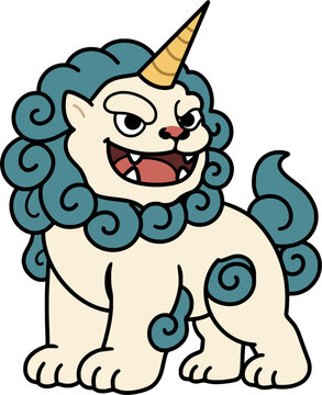 Traditional Korean Haetae Mythical Guardian Creature Vector Illustration